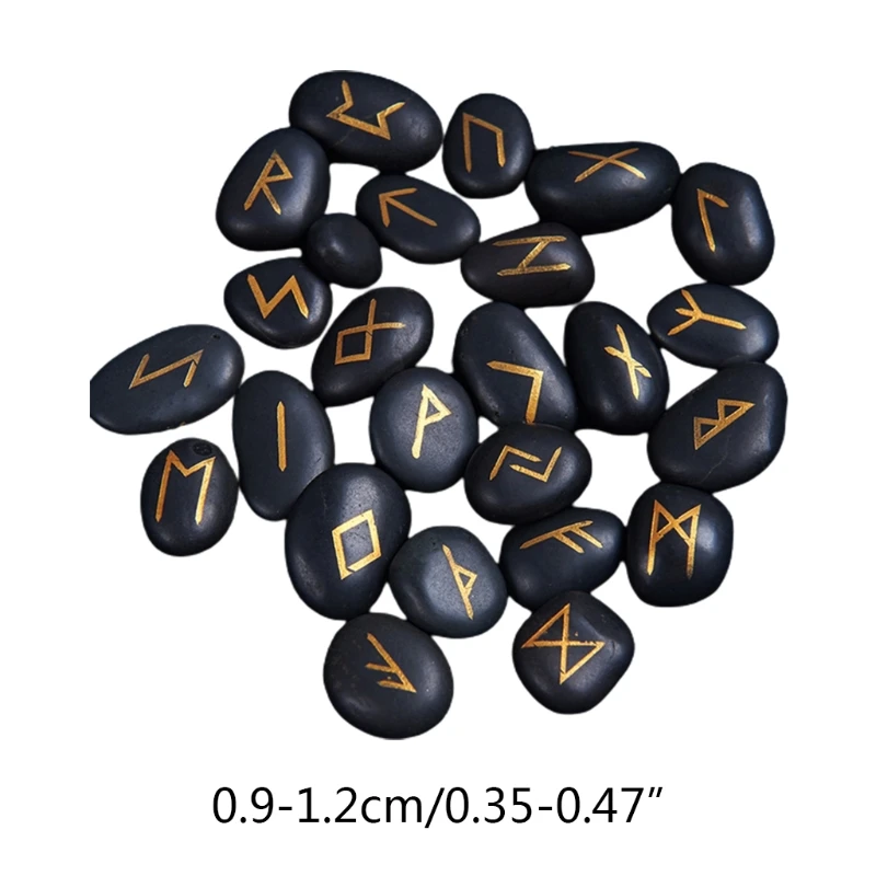 

Natural Carved Black Obsidian Crystal Runes Stone Tumbled Divination Fortune-telling Healing Meditation Gift Collection D5QD