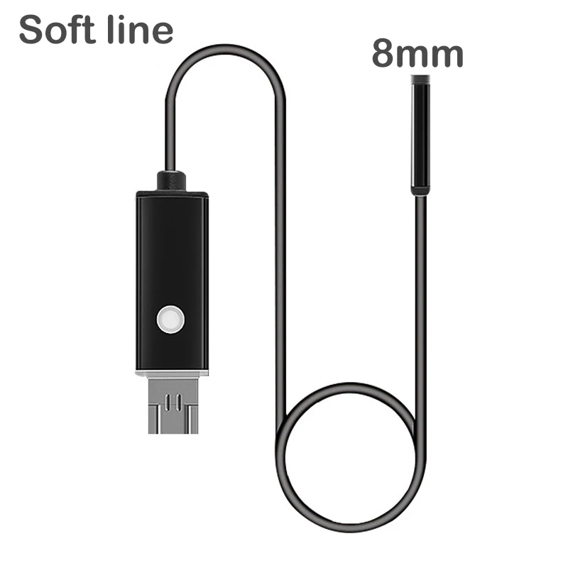 8mm-soft line Эндоскоп 5,5 мм 7 мм 8 мм USB Borescopes для осмотра IP67 водонепроницаемая камера 6 светодиодов для Android PC notebook Inspection - Цвет: 8mm-soft line