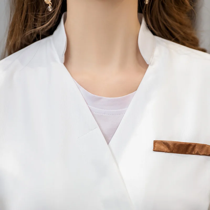 Модная одежда для косметолога в Корейском стиле женская белая салона красоты с