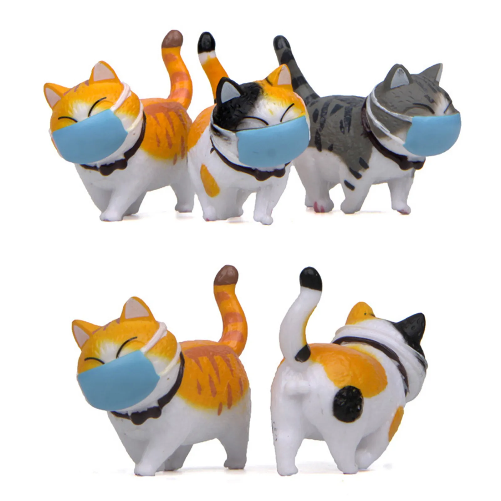 

9pcs Creative Home Decorations Display Living Room Wedding plastic Cat Ornaments Cute Japanese Cat 360 Rotatable Head