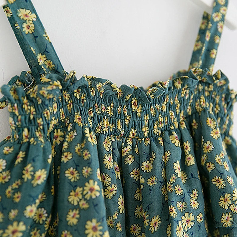 

2020 Fashion Baby Girls Blouses Shirts Cute Ruffle Sling Top Sleeveless Floral Summer Clothing For 2-7Y Girls Children Wholesale