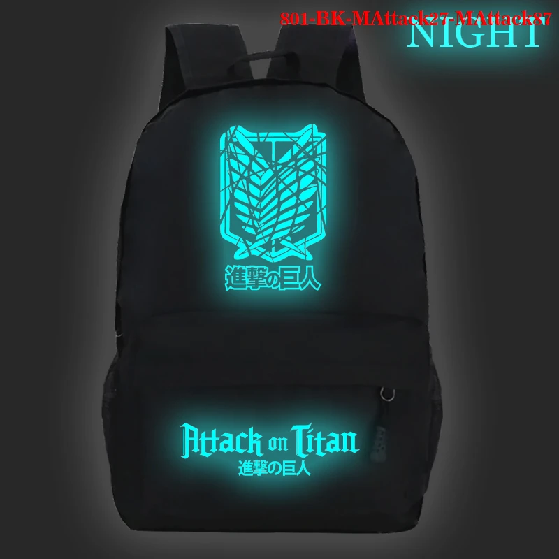 

New Attack on Titan Print School Bags for Teenage Backpack Children Backpack Cartoon Luminous Print Bag Boys Girls Kids Backpack
