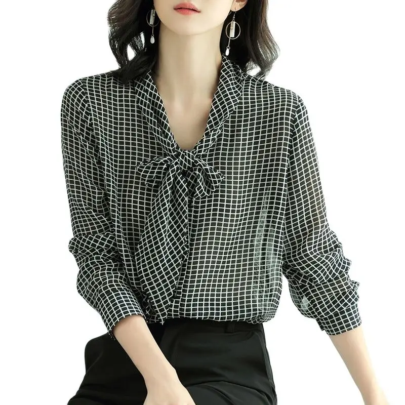 

Новая рубашка для весенней одежды, 2020 блузка для женщин, клетчатая рубашка для женщин, Свободная шифоновая рубашка для женщин