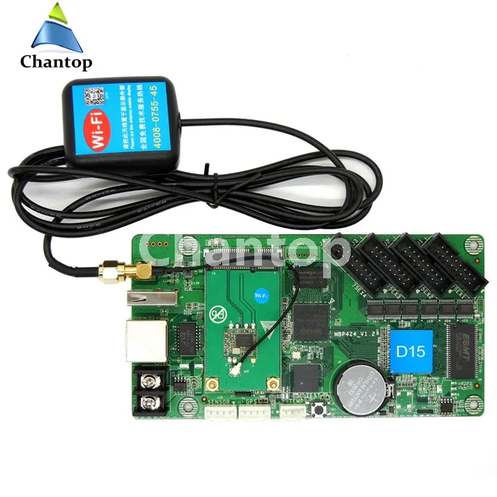HD-D15-F, wifi, асинхронный, полноцветный светодиодный, контрольная карта, видео, USB, светодиодный дисплей, контроллер 640*64 пикселей, 4* hub75E порта