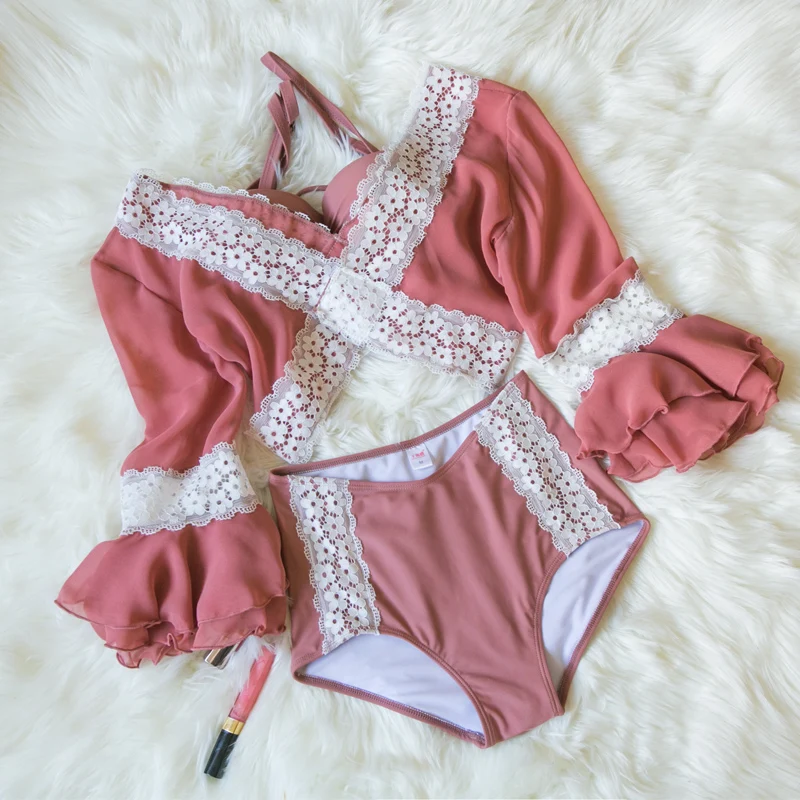 Комплект бикини розовый пуш ап 2020 сексуальный купальник женский высокая талия