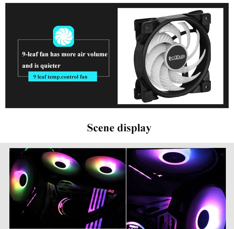 Pccooler компьютер чехол вентиляторы 120 мм/12 см вентилятор Cooler RGB 5V 3PIN/12V 4PIN 3 шт упакованы бесшумный вентилятор охлаждения для настольного компьютера
