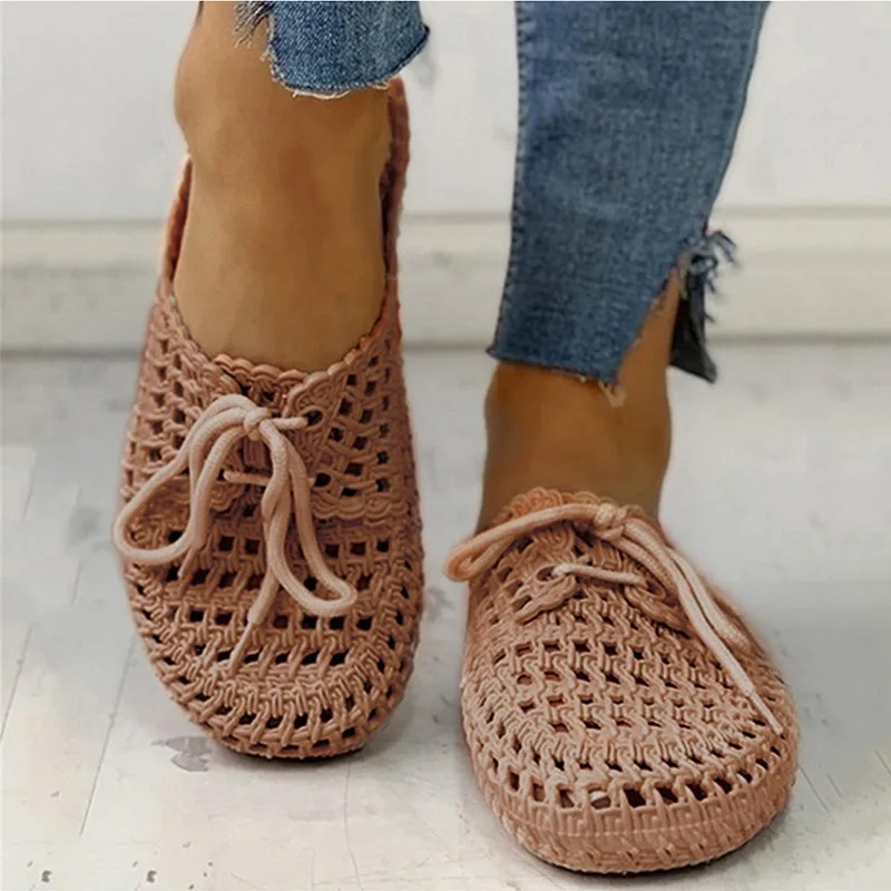 Women's Sandals 2020 Summer Handmade Ladies Shoes Floral Sandals Flats Retro Style Shoes Slippers PU Leather Sandals