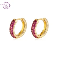 simple design hoop earrings inlaid with zircon earrings colorful temperament luxury ear jewelry gift for women