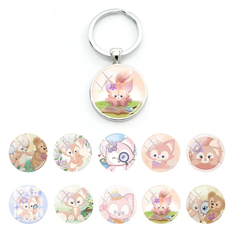 

Disney Nature lovers Lovely LinaBell Glass Cabochon Pendant Keychains Trendy Accessories Decoration Simple Style Jewelry FWN666