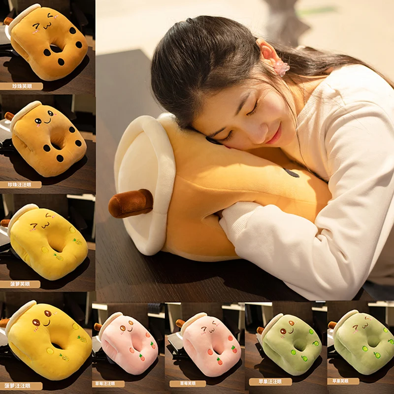 

30cm Cartoon Bubble Tea Nap Pillow Stuffed Soft Back Cushion FunnyFood Gifts For Kids Birthday
