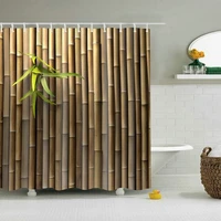 3d waterproof shower curtain set bamboo green plant leaves polyester fabric bath curtains for bathroom decor screens with hooks