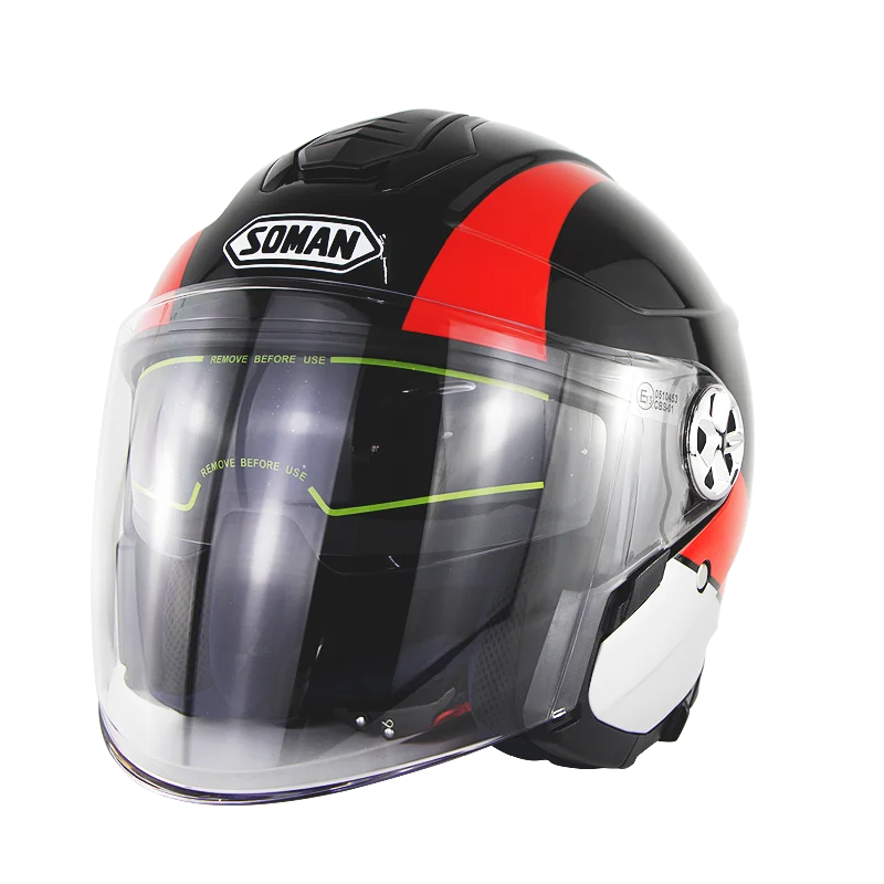 Black Red Soman скутер шлем с открытым лицом Capacete флип-ап мотоциклетные шлемы для мужчин и женщин Abs Casco Para Moto Hombre Capacete De Moto cask - Цвет: Black Red