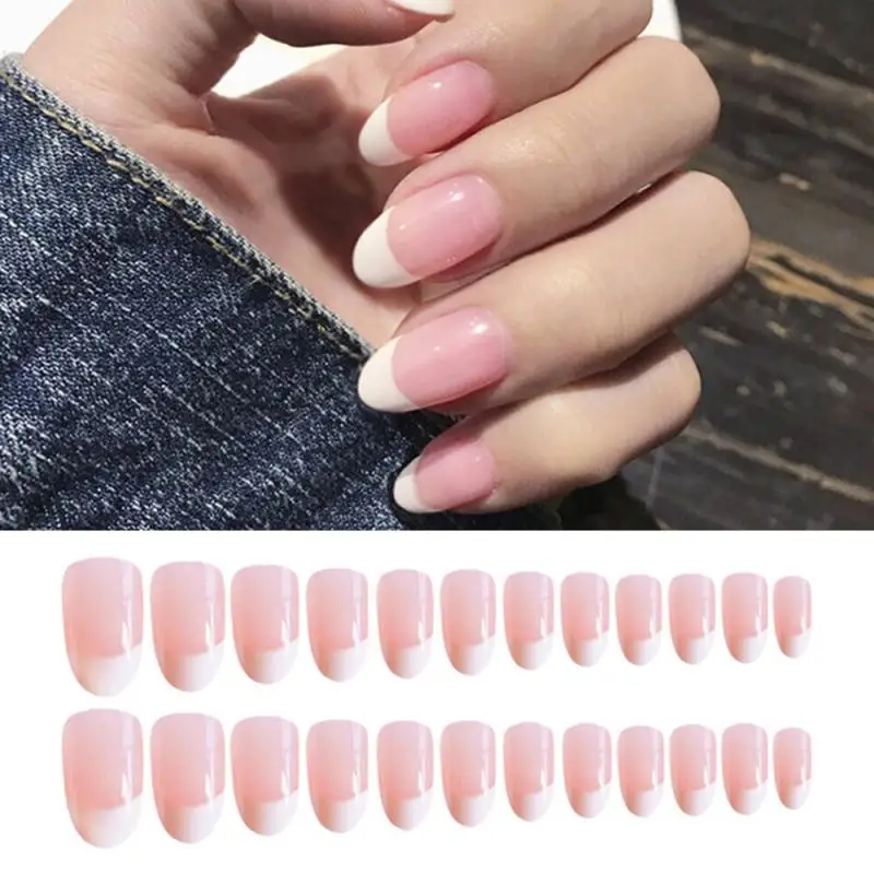 Накладка на ногти с круглой розовой головкой 24 шт.|Стикеры и наклейки| |