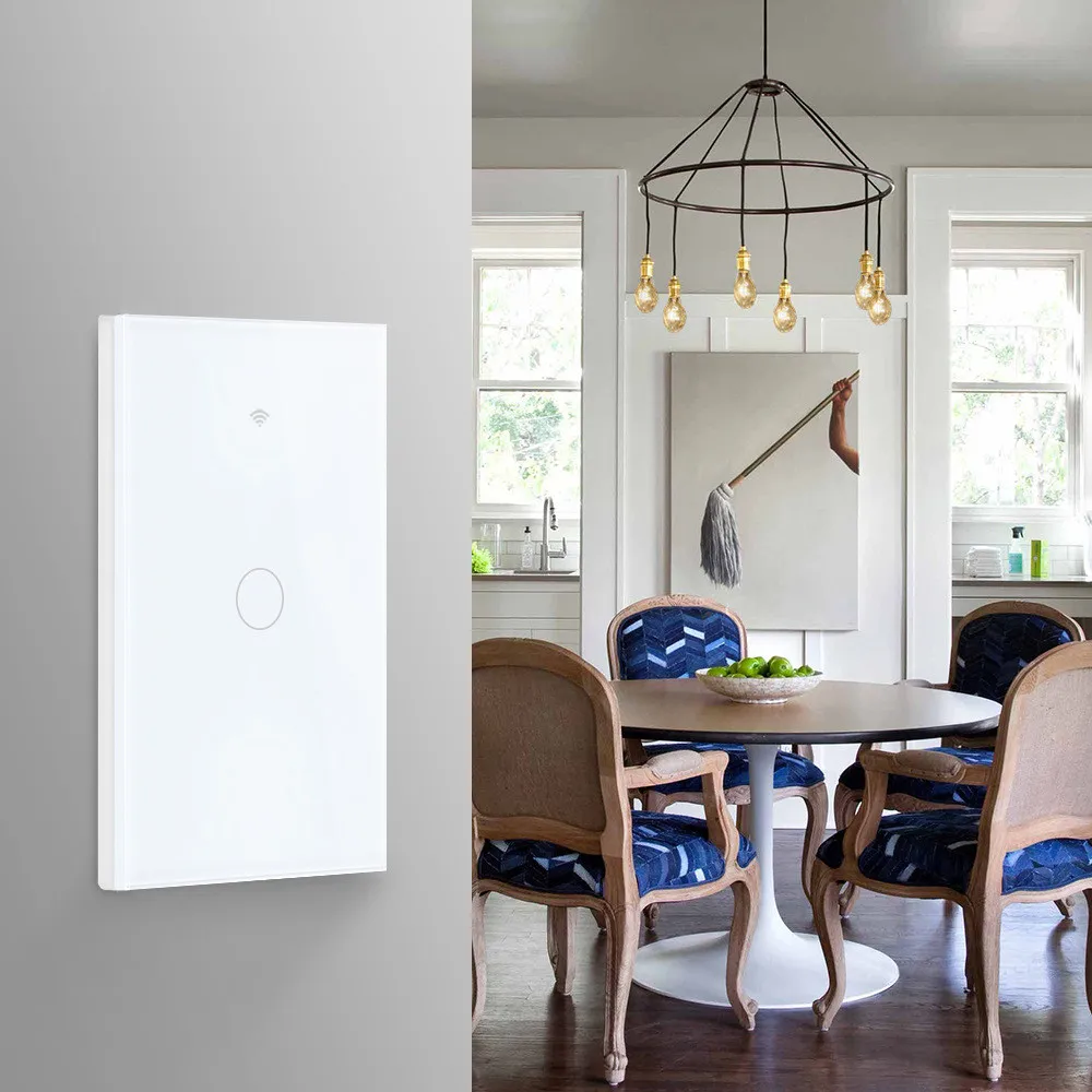

Wifi Smart Light Switch Glass Screen Touch Panel Voice Control Wireless Wall Switches Remote Supports Variety Speakers 2/3 Gang