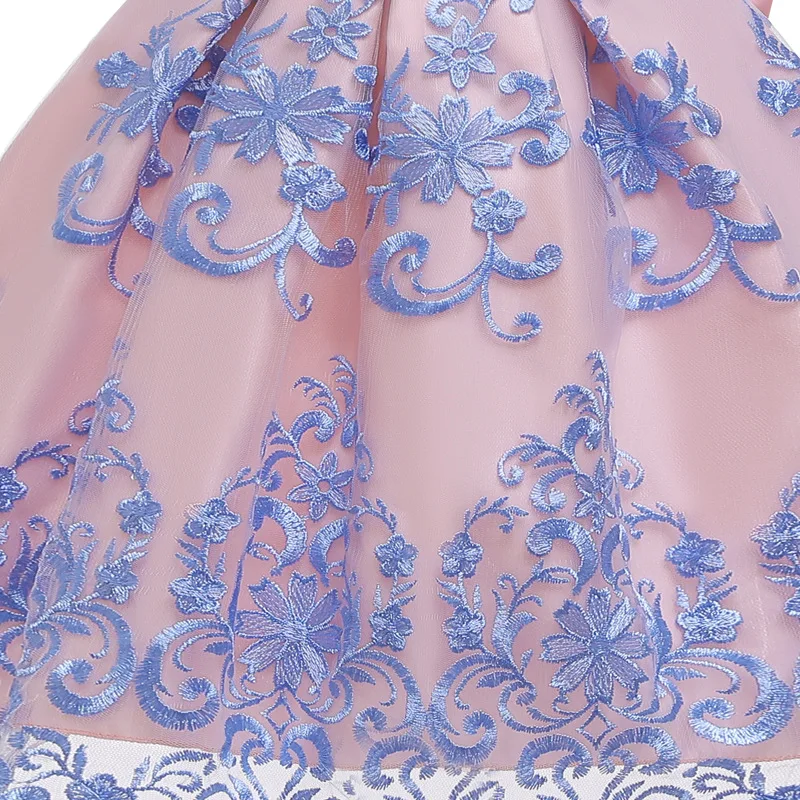 

Girls Dresses Pink Embroidery Princess Children Party Dress Wedding Gown Beaded Kids Dresses for Girls Birthday Vestido Wear
