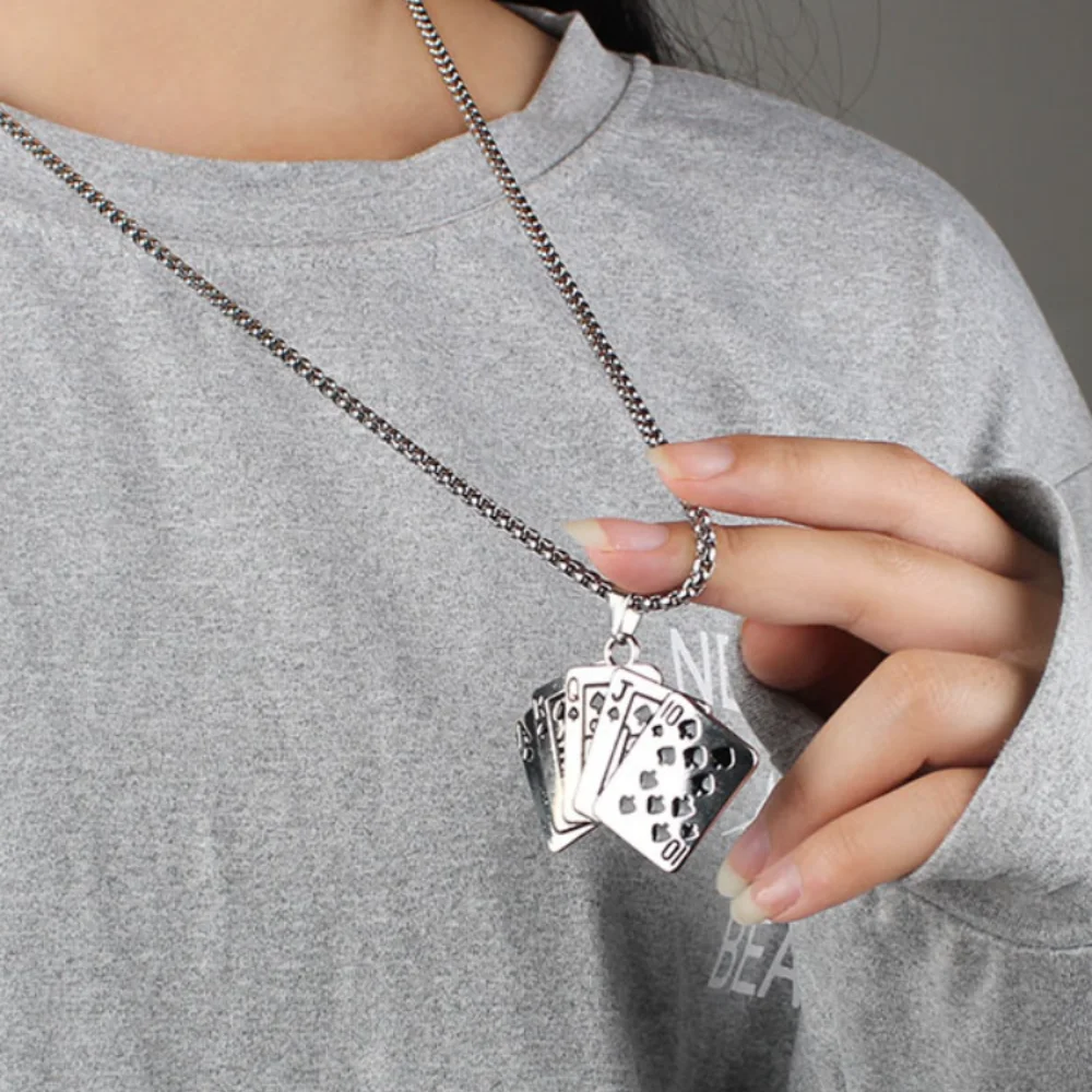 

Модное мужское ожерелье из титановой стали, подвеска в стиле хип-хоп для покера, цепь для свитера, ювелирные изделия в стиле панк для вечерин...