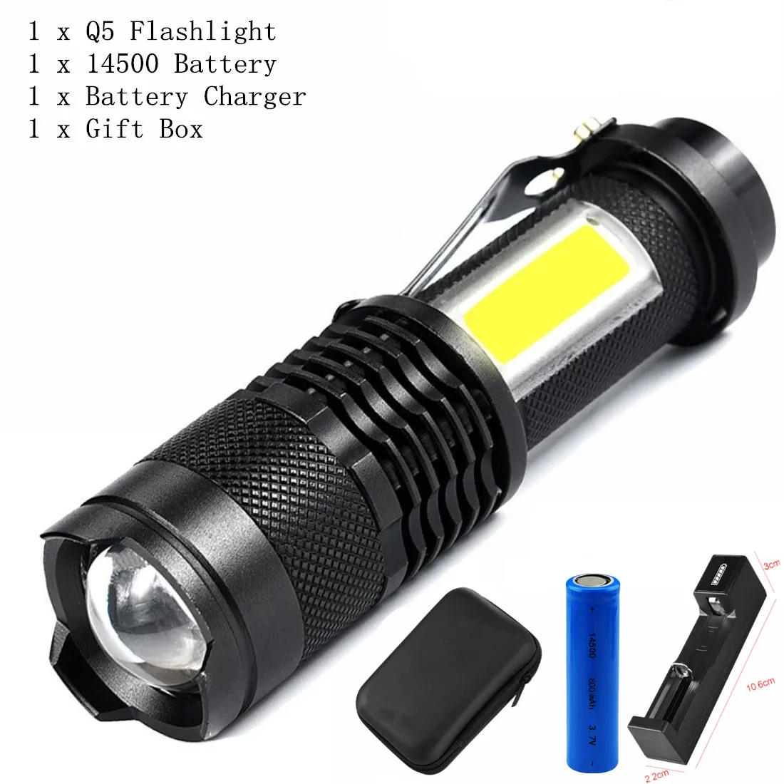 

3800LM Portable Q5/T6 LED Flashlight Mini ZOOM Function Torch Flashlight Use AA/14500 battery Waterproof For Outdoor Camping