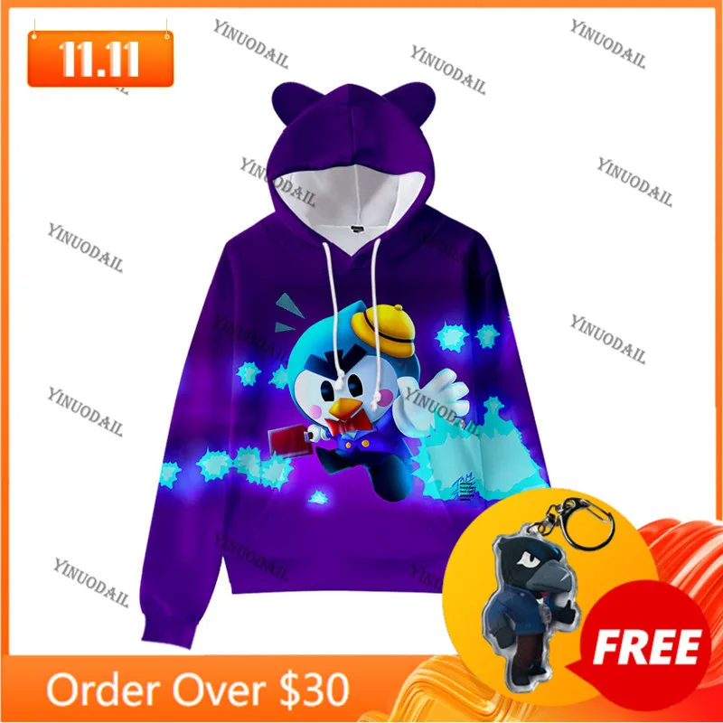 

Mr.P Cartoon Sally Cute Cat Ear Kids Hoodie Shooting Game 3d Sweatshirt Boy Girls Long Sleeve Jacket Coat Teen Clothes