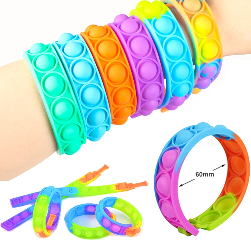 

Fidget Toys Sensory Bracelet Push Bubble Simple Dimple Wristband Decompression Anti Stress Reliever Fidget Toy Popite Adult Kids