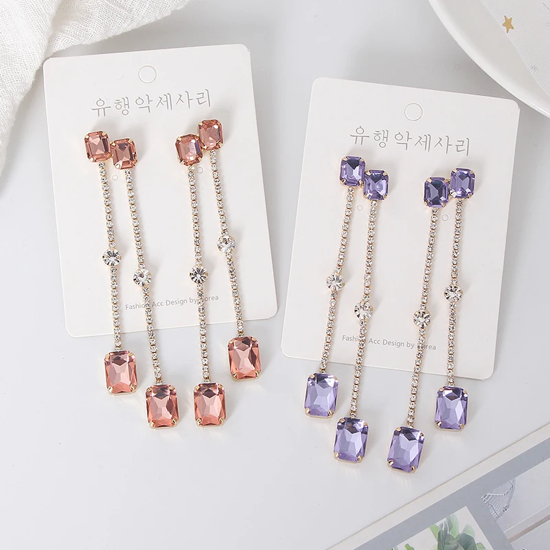 MWsonya новый корейский роскошные геометрические длинные кисточки кристаллы