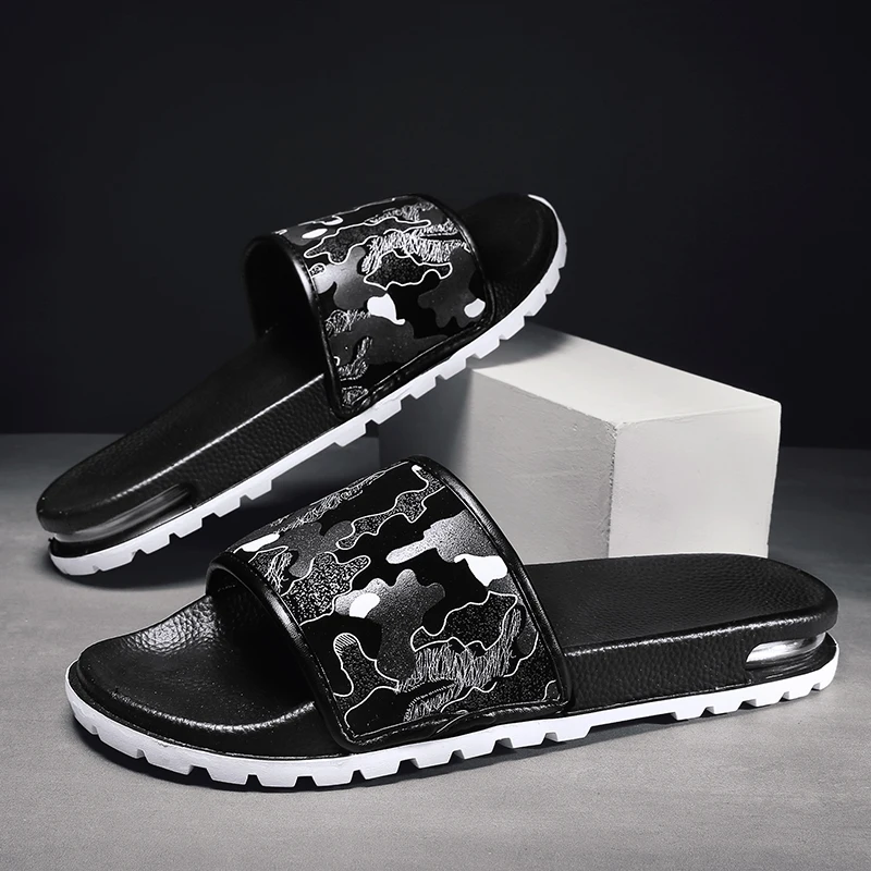 Стильные мужские шлепанцы Нестандартные разноцветные Нескользящая пляжная