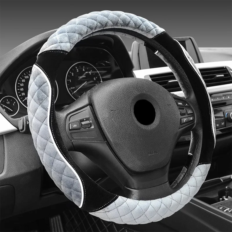 15 дюймов Зимний короткий плюшевый чехол на руль автомобиля универсальный теплый