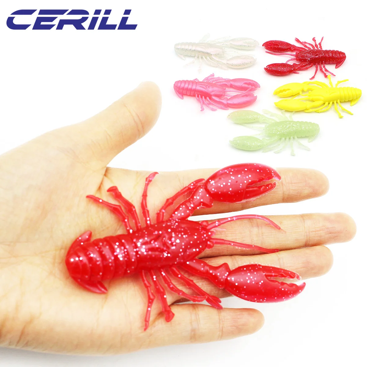 

Cerill 5 PCS Crawfish Soft Fishing Lure Shrimp Grub Bait Jig Wobbler Swing 9 cm 12 g Artificial Silicone Twintail Bass Swimbait