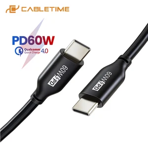 Кабель CABLETIME PD 60 Вт с USB C на Type C, кабель для быстрой зарядки QC 4,0, кабель USB C для iPad pro, Macbook Air, Matebook X, кабель, шнур C352