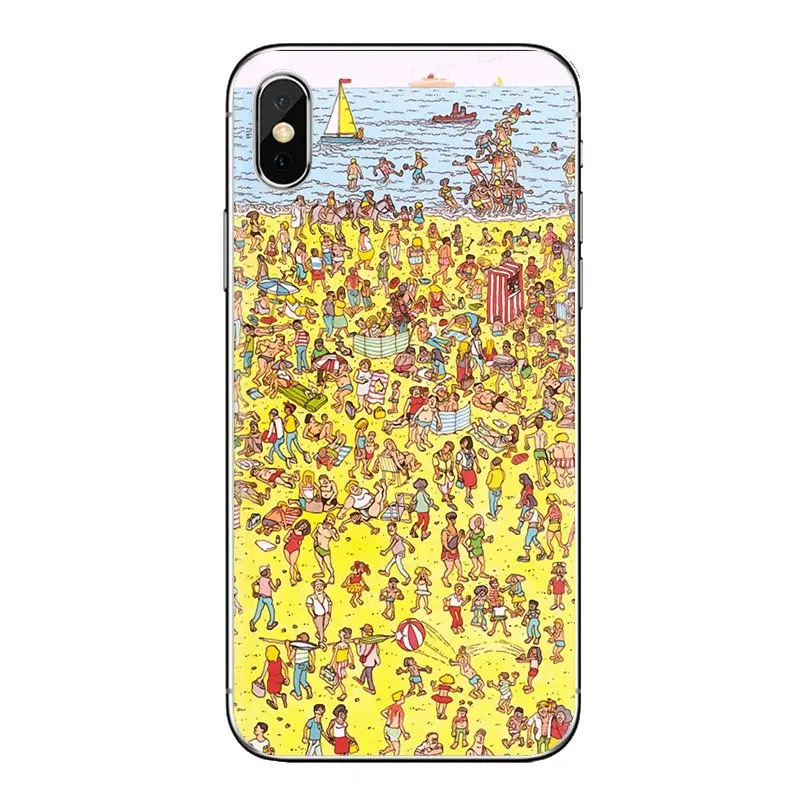 Для iPhone XS Max XR X 4 4s 5 5S 5C SE 6 6S 7 8 Plus samsung Galaxy J1 J3 J5 J7 A3 A5 где s Waldo на пляже Ультратонкий
