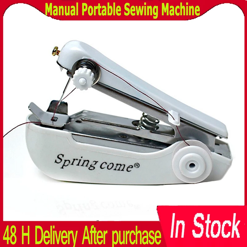 

Manual Portable Sewing Machine Creative Handheld Home Travel Simple Operation Sewing Tools Cloth Fabric Handy Needlework Tool