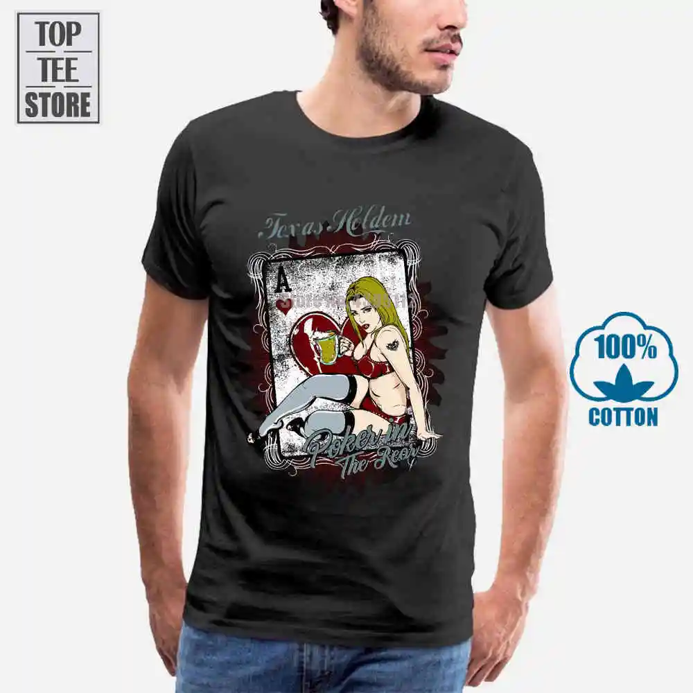 Мужская Летняя стильная футболка Pinup Girl Poker Texas Holdem Biker Hot Rod Sexy Las Vegas Tattoo Usa Футболка