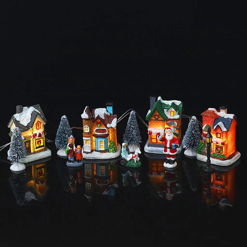 

Christmas House Village Mini Collectible Buildings Decorations For Home Xmas Gifts Village Scene Light Up Ornaments