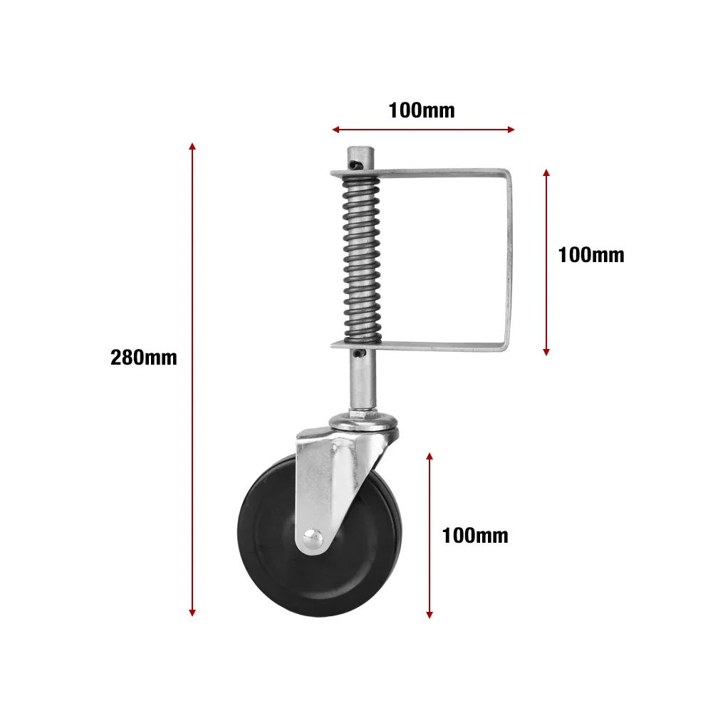 4 Inch Rubber Gate Wheel Spring Loaded Swivel Caster Heavy Duty 220lbs Load Capacity | Обустройство дома