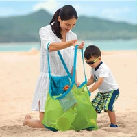 portable beach mesh bag kids beach toys clothes towel bag baby toy sand away storage bag sundries pouch swimming accessories