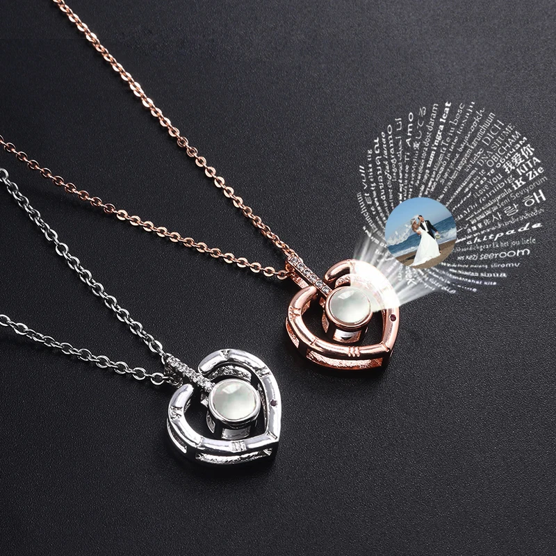 Custom lovers Name Photo Pendant Necklaces Personality Heart Projection Pet Picture Choker Necklace Valentine Day Gift valentine s day gift roses heart candles printed wall tapestry