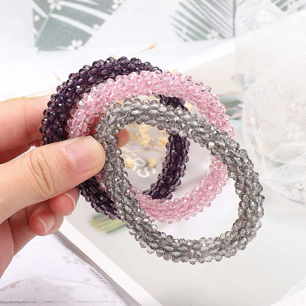 Crystal Headband Korean Style Women Hair Rope Cute Sweet Girl Hair Accessories Headwear Accessories Ponytail Holder Hair Ties