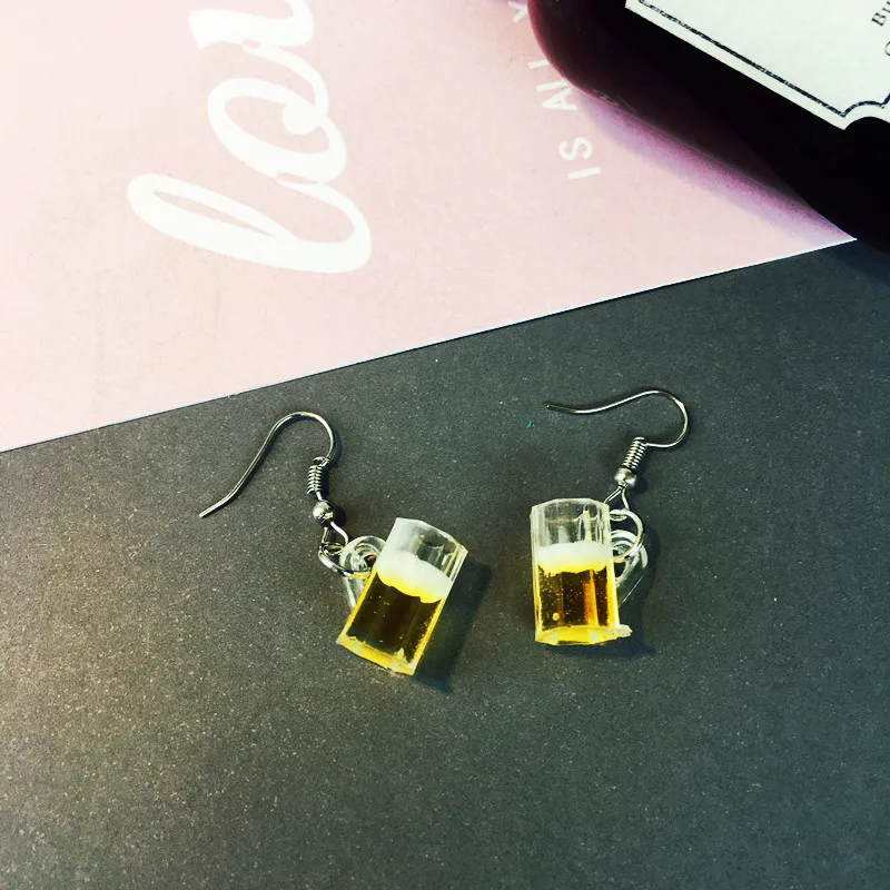 

AVEBIEN Simulation beer eardropearrings with Punch-free Women dangle Clip-on earrings for women fashion jewelry 2020 trend
