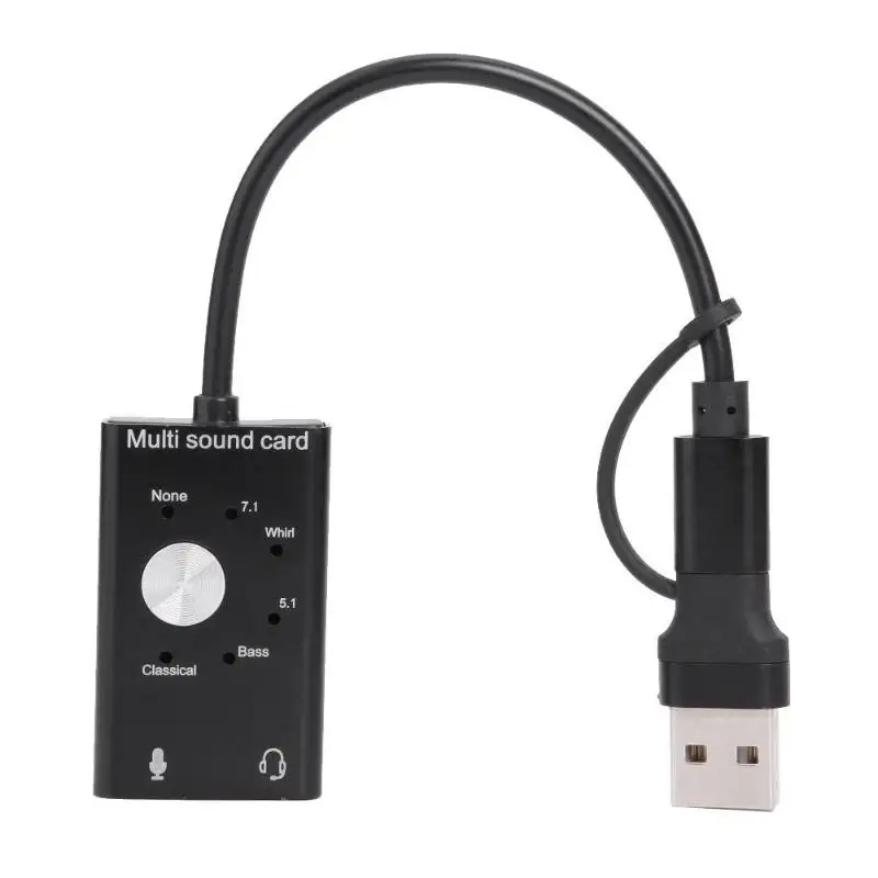 USB-C саундкарта USB 2,0 аудио интерфейс внешний адаптер для ноутбука PS4 гарнитура Поддержка win 2000/2003/XP/Vista