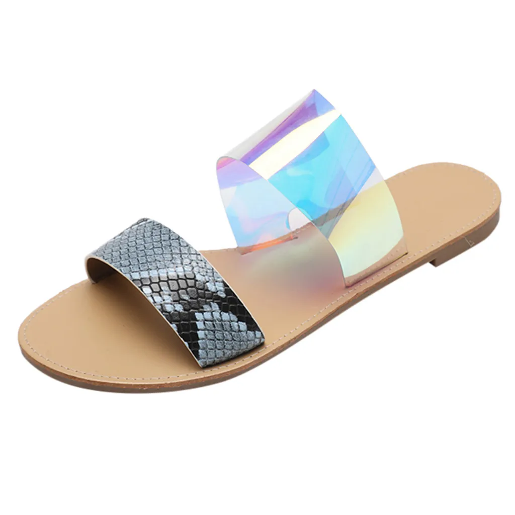 Женские сандалии на плоской подошве прозрачные шлепанцы для бассейна пляжные