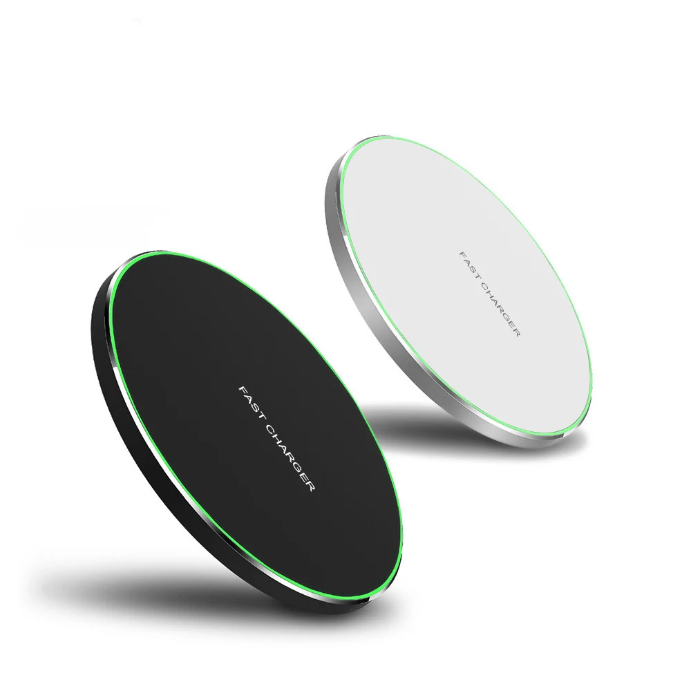 

QI Wireless Charger Aluminum Alloy Disc 10W Fast Charge Wireless Charging for Apple iphone 8 11 for Samsung S10 S20 mobile phone