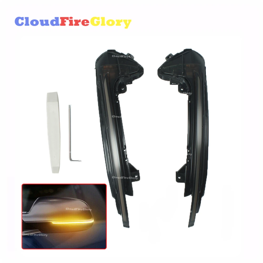 

CloudFireGlory For A6 S6 C7 2012-2018 Pair Left + Right LED - Smoked Dynamic Door Mirror Turn Signal Light 4G0949101,4G0949102