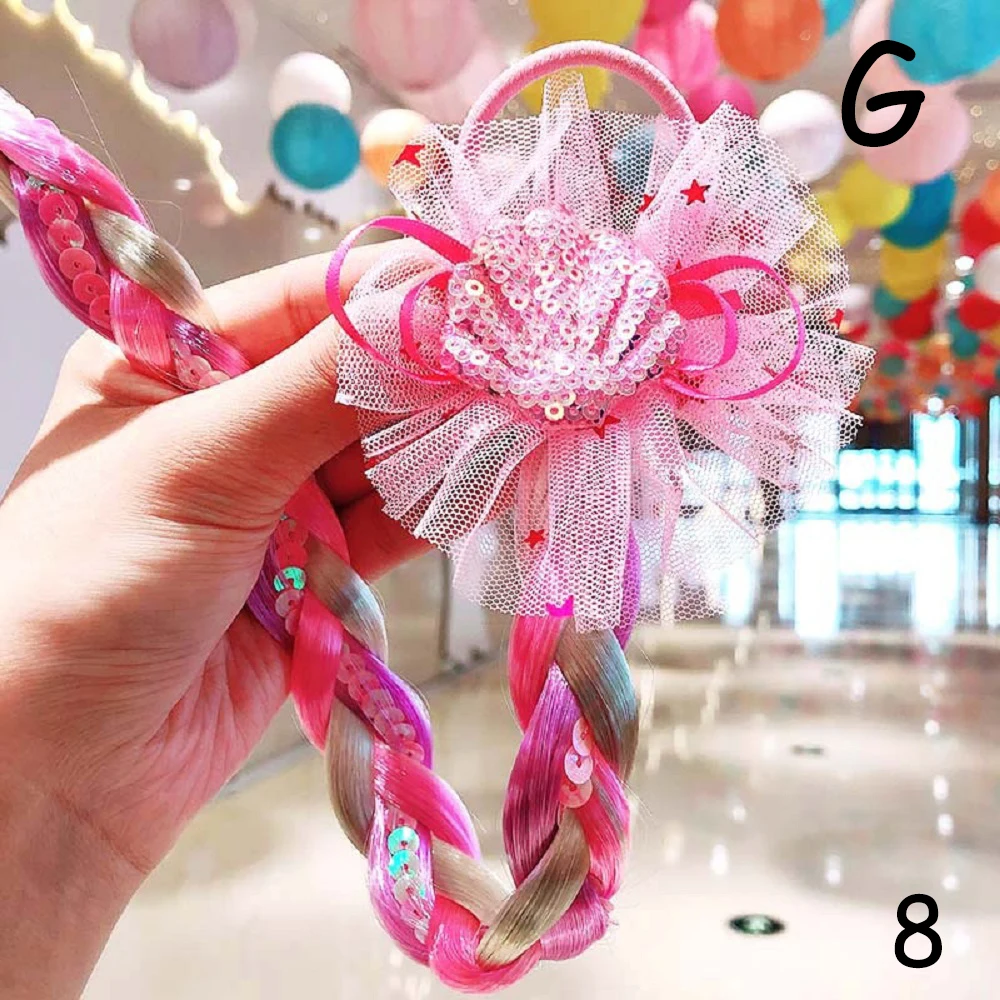 Diademas de colores para ni&ntilde;a, lazo de sirena, corbata para el pelo, diadema larga trenzada-5