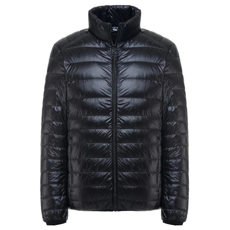 stand collar black Новые пуховые куртки мужские Осень Зима повседневные с капюшоном белые пуховики Jaqueta мужская верхняя одежда сверхлегкие теплые пальто Casaco - Цвет: stand collar black