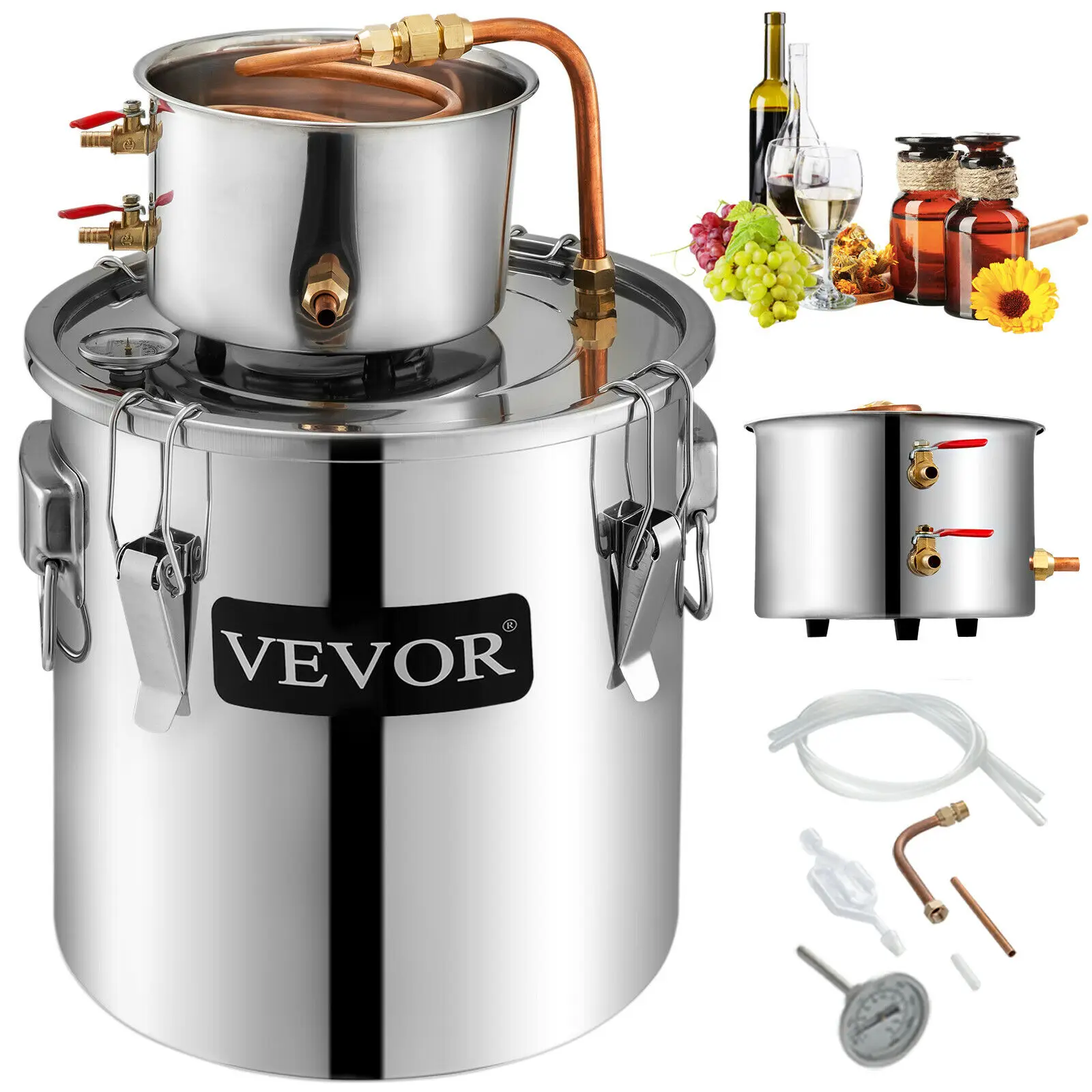VEVOR 3.1Gal 12.26L водопроводный спиртовой дистиллятор термометр Moonshine керамическая