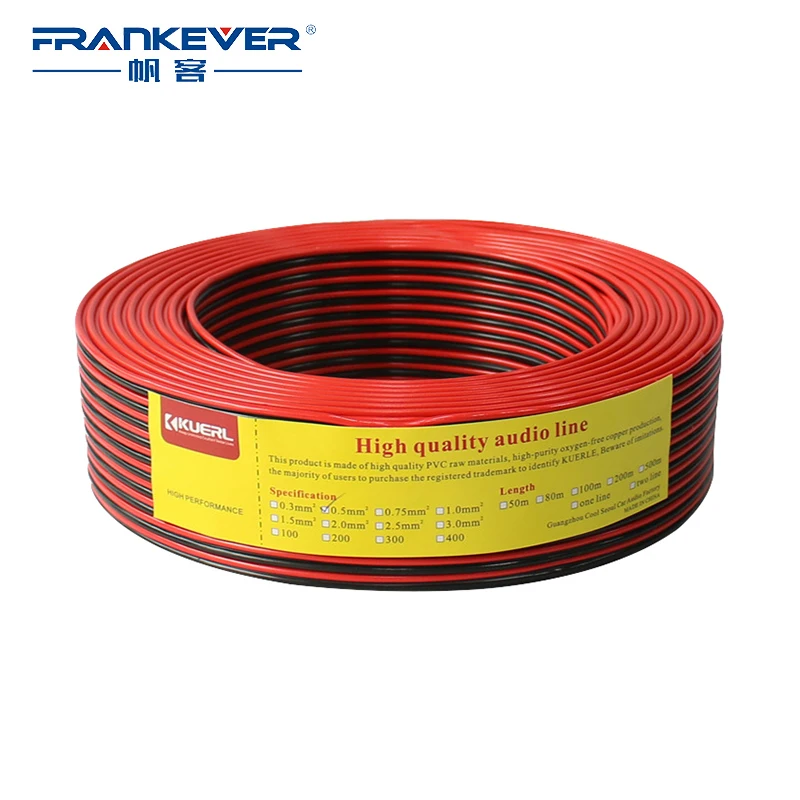 

FrankEver 100M Speaker Cable Red and Black HIFI Audio Core Wire for Home theater Stereo DJ System 2*0.3/0.5/0.75/1.5mm