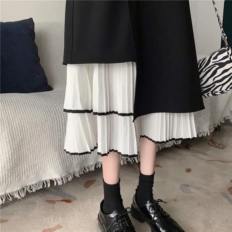

2021 Spring New Arrival Irregular High Waist Slimming Simple Black All-match Casual Women A-line Long Skirt Tide Free Shipping