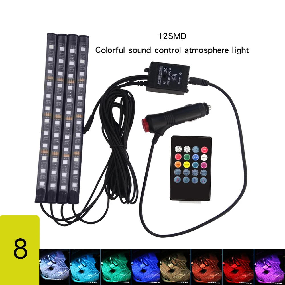 12 SMD Автомобильные напольные светильники декоративные гибкие светодиодные