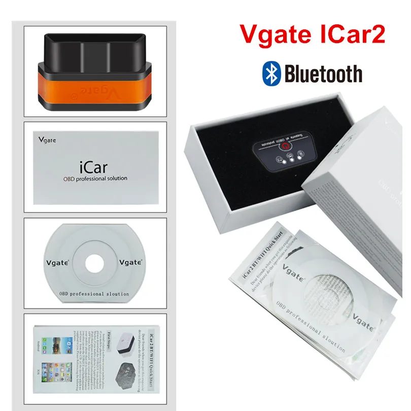 Vgate iCar 2 ELM327 Wifi/Bluetooth OBD2 диагностический инструмент для IOS iPhone/Android Icar2 Bluetooth wifi ELM 327 OBDII считыватель кодов
