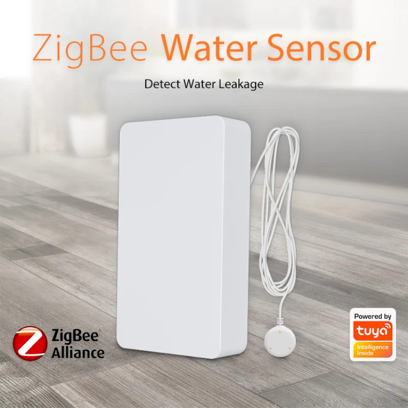 

Датчик утечки воды Zigbee Tuya, сигнализация для обнаружения протечки воды, с дистанционным управлением, для умного дома