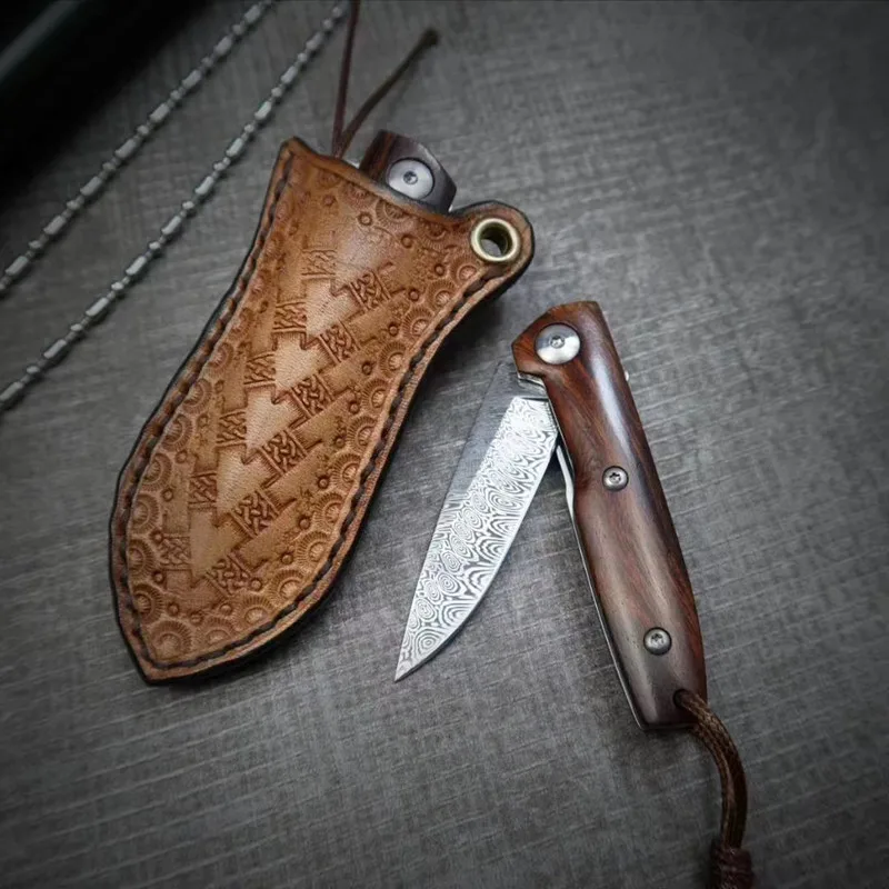 Складной нож из Шведской дамасской стали с рисунком пламени карманный Клинок для